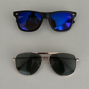 FOSTER GRANT Lot of 2 Sunglasses Readers +1.25 Wayfarer Aviator Style UV Protect